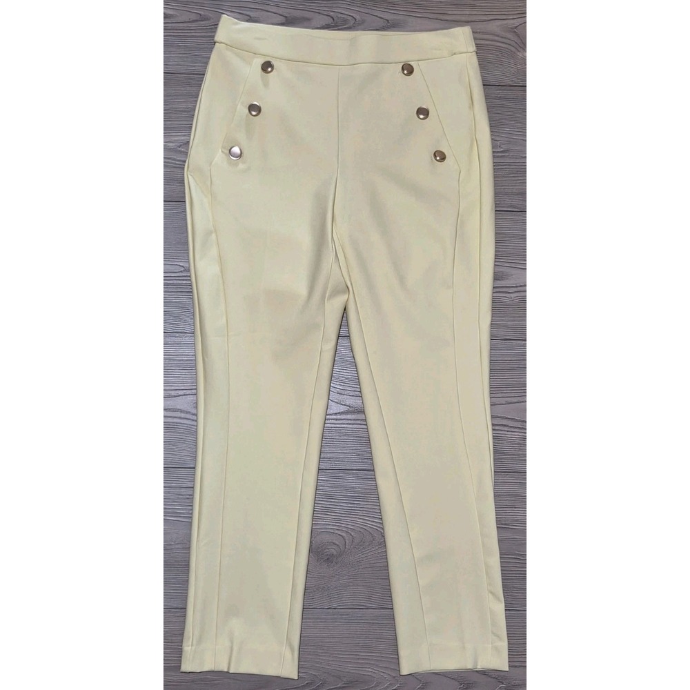 J&L ATELIER LIGHT YELLOW WOMEN'S PANTS W/ GOLD BUTTONS SIZE S/P